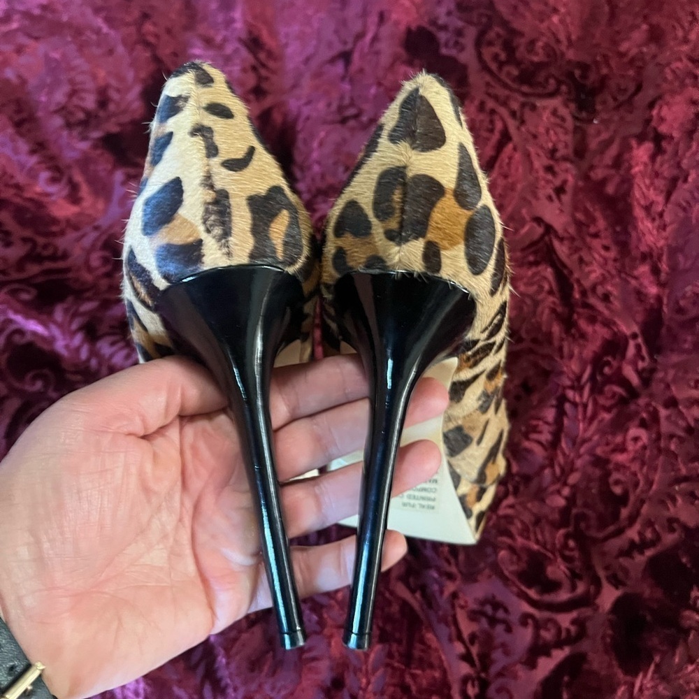 Steve Madden Leopard Print Pony Hair Platform Heels 9 - Picture 7 of 10